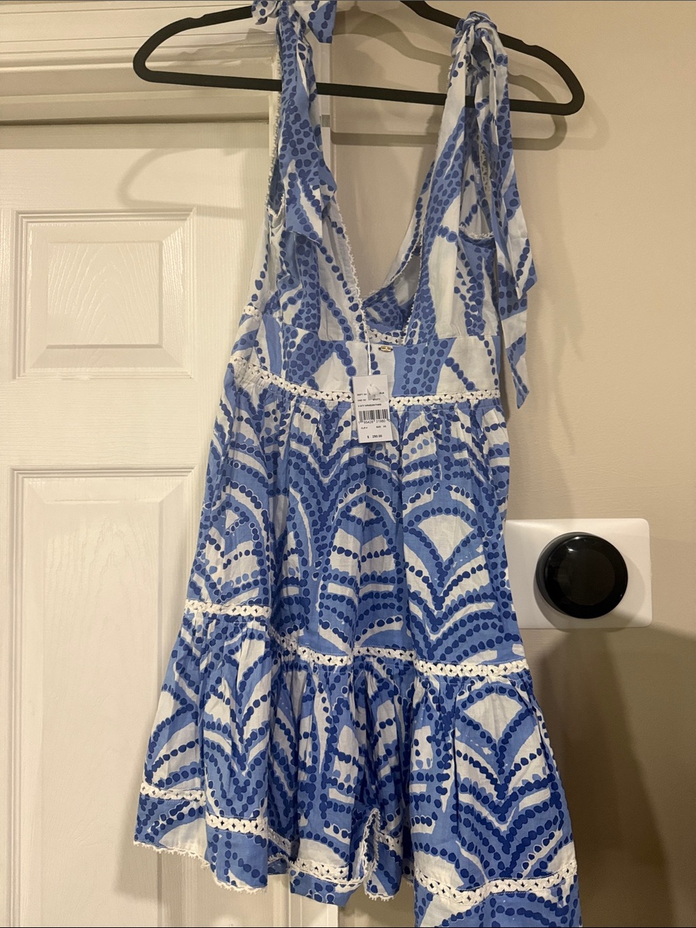 Poupette St. Barth Blue and White Tie-Shoulder Printed Sundress - Picture 3 of 3